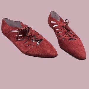 🔥JOHNSTON & MURPHY! DESIGNER LACE UP FLATS! SUEDE! GORGEOUS COLOR! *RARE FIND*